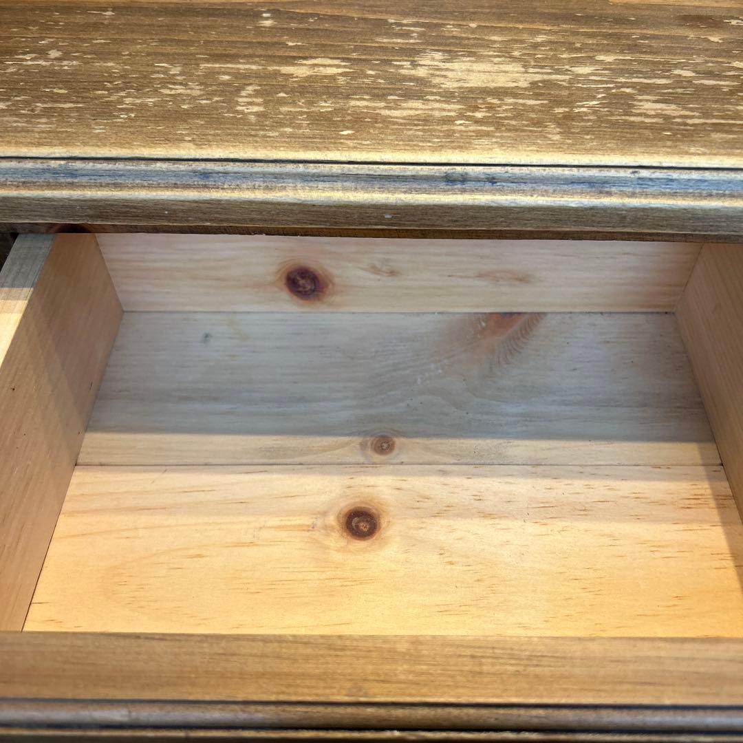 カントリー家具　ローテーブル　キャビネット　引き出し　オープン収納