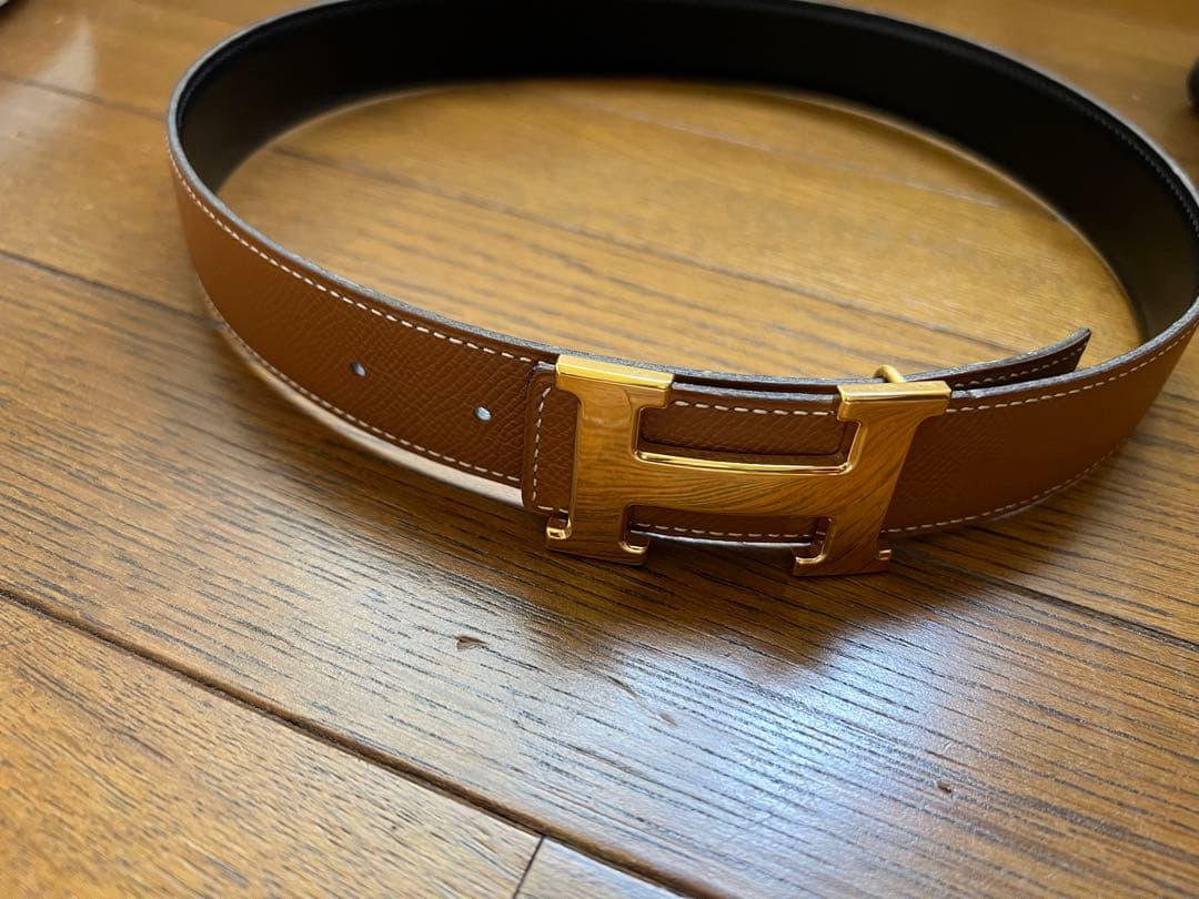 エルメスH型バックル ブラウンレザーベルト