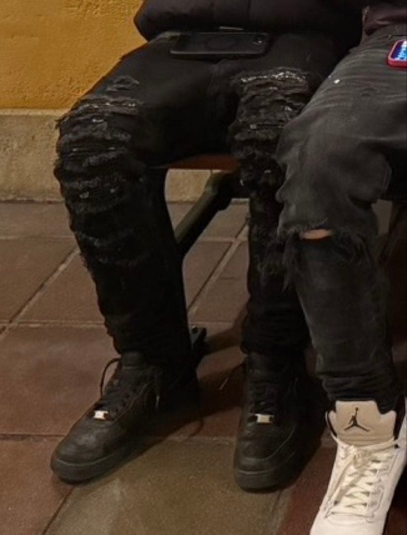 mnml スキニーデニム ブラック ダメージ加工 28