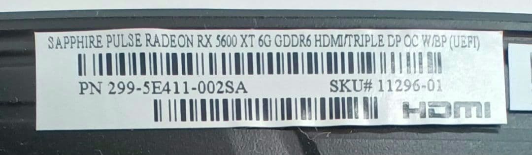 グラフィックボード・グラボ・ビデオカード # PULSE RADEON 5600 XT 6G GDDR6