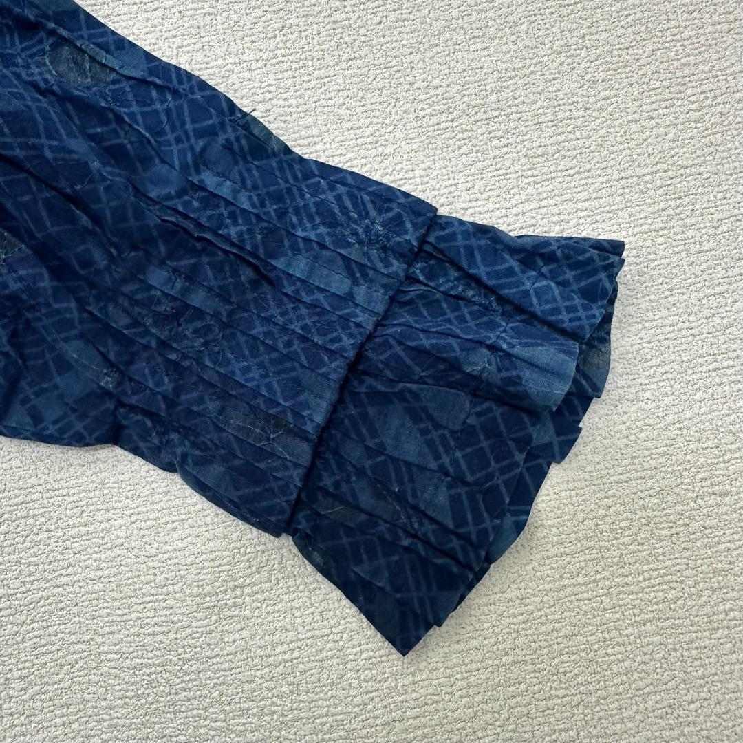 【極美品】サードブルーキョウト ロングシャツ 本藍染 麻100％ L相当 紺×青