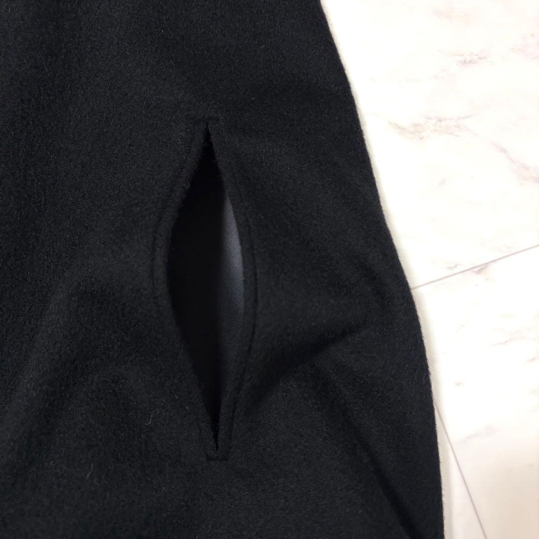 ポンチョ　カシミヤ100% ファー付き　Aライン　エレガント　パーティー　黒