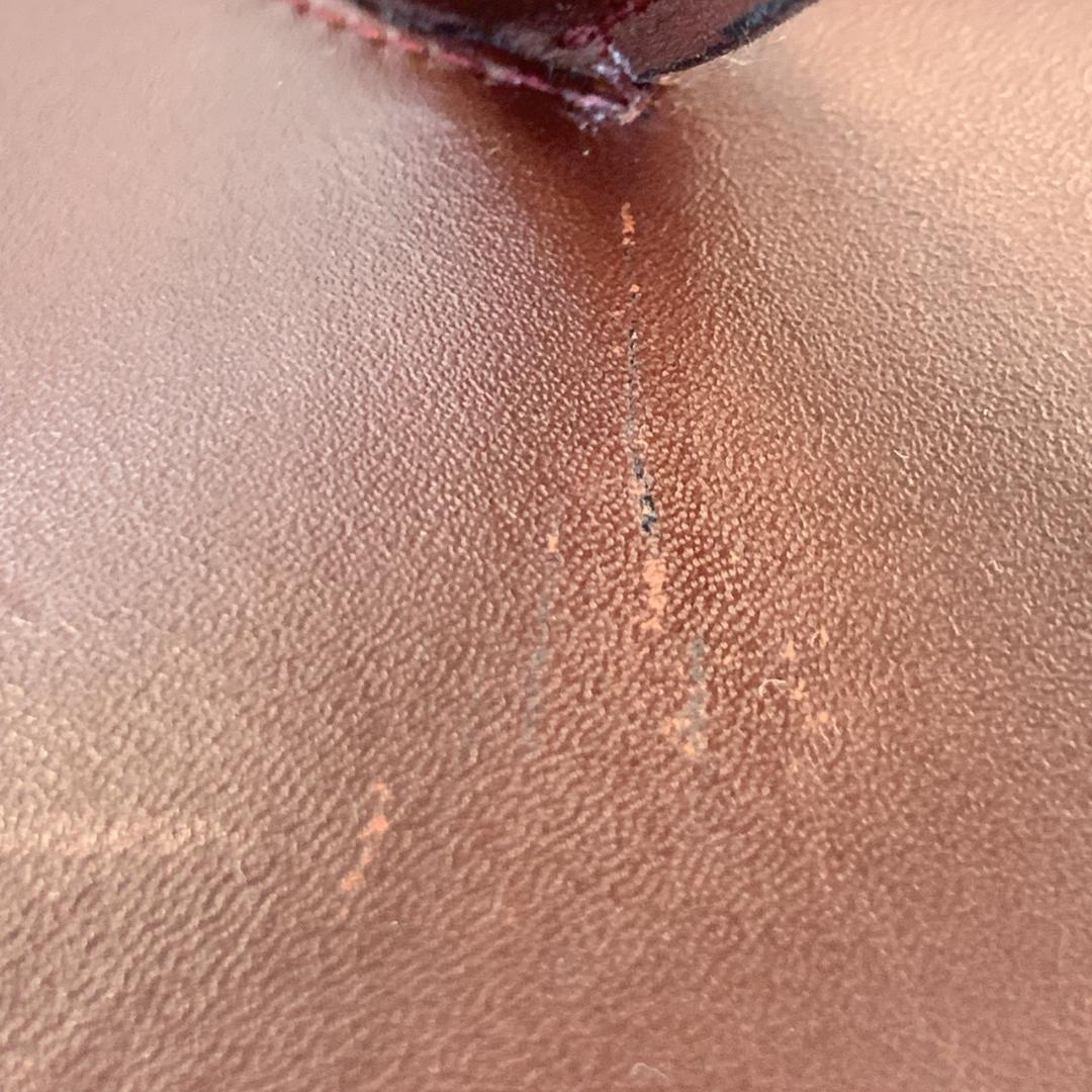 カルティエ マストライン トート ハンドバッグ ミニボストン ボルドー レザー