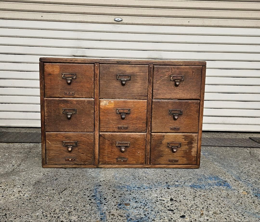 USA アンティーク 古いファイルキャビネット レターケース 木製 ドロワー
