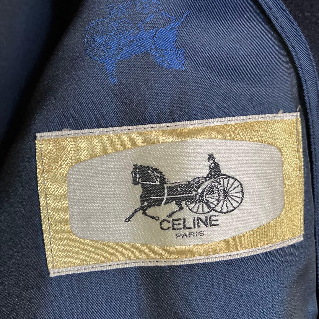 セリーヌ　ウール ネイビーコート サイドポケット