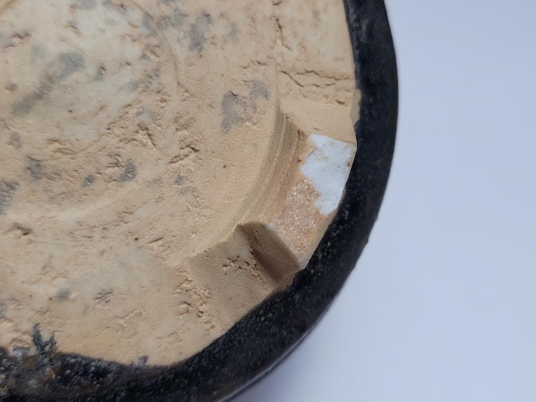 黒釉 竹節型 三足香炉 宋元時代 幅約7.6cm