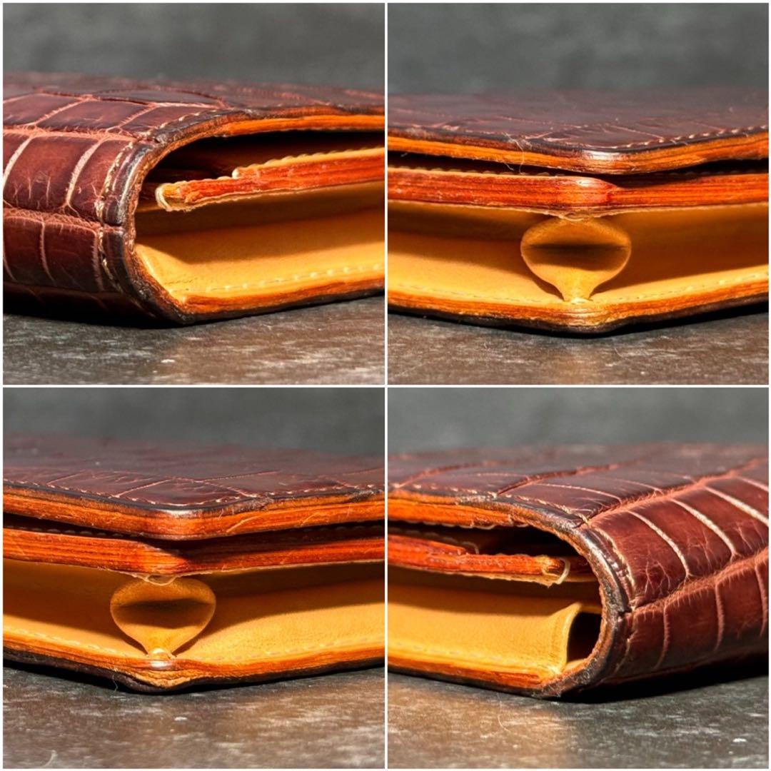 極上品 定価13.2万 激レア ガンゾ クロコダイル ダークブラウン 名刺入れ