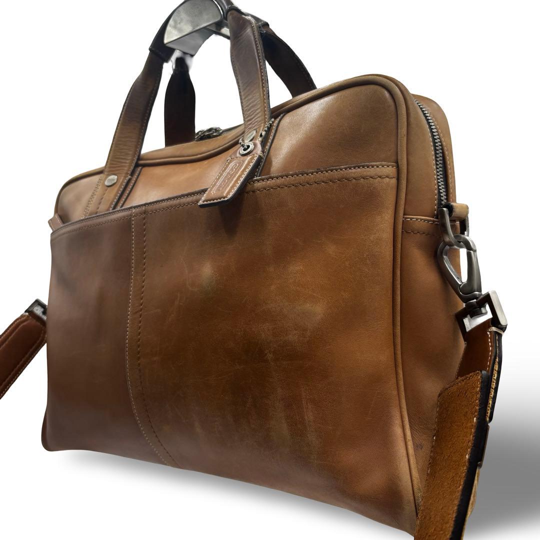 【ヴィンテージ】コーチ 2way ビジネスバッグ　ショルダー　オールレザー　茶