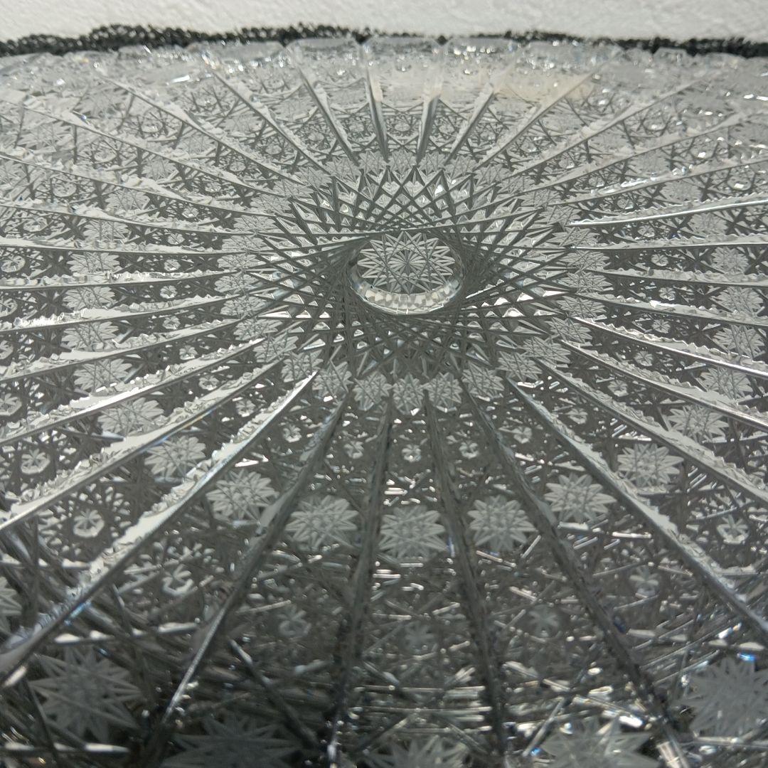 ボヘミアクリスタル 500PKカット オーバルプレート 大皿 ハンドカット