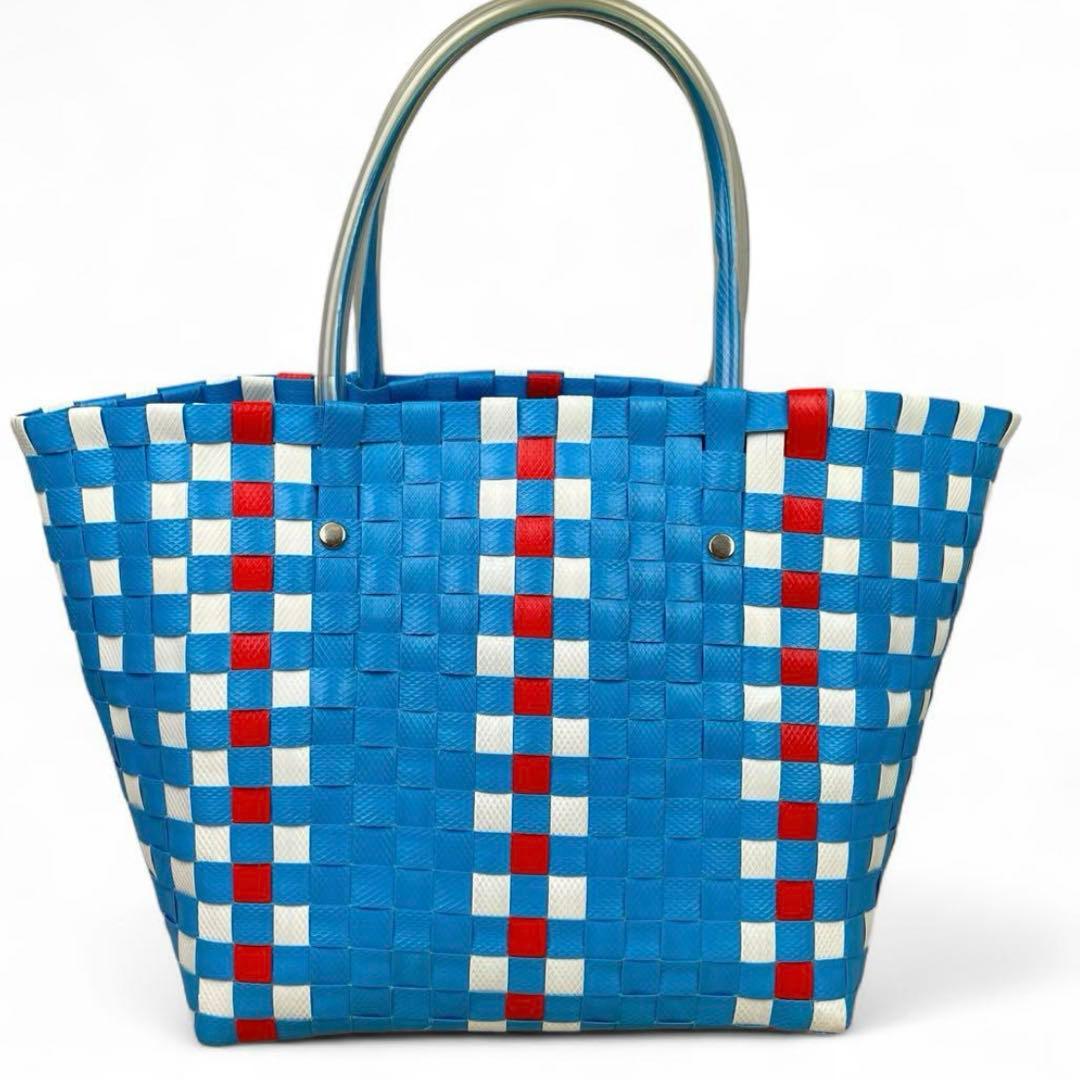 マルニ　ピクニックバッグ　カゴバッグ　チェック　MARNI ブルー系