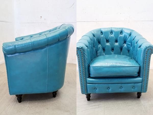 VINCENT■英国デザイン■チェスターフィールド■1人掛けソファ鋲打ち■