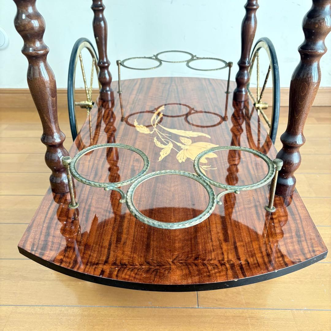 【アンティーク・送料込み】イタリアン 象嵌 キッチンワゴン バタフライワゴン