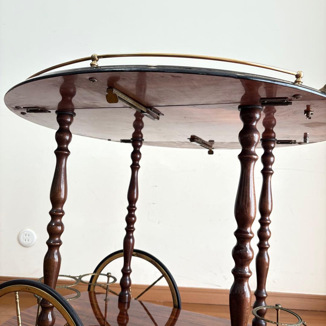 【アンティーク・送料込み】イタリアン 象嵌 キッチンワゴン バタフライワゴン