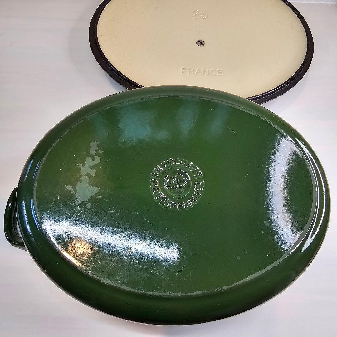 希少 廃盤 LE CREUSET ル・クルーゼ オバール 25cm モスグリーン