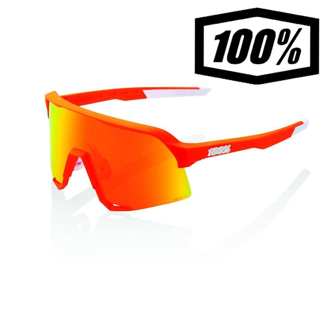100% S3 ネオンオレンジ レッドミラーレンズ ワンハンドレッド サングラス
