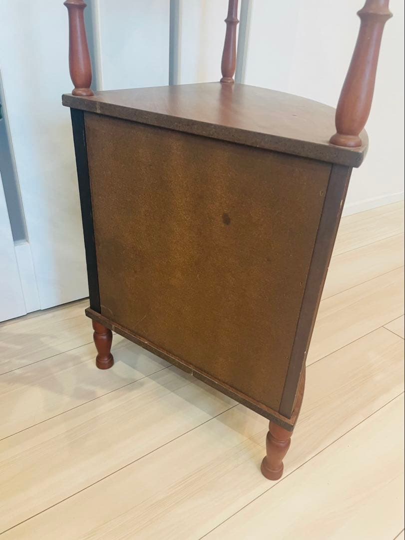 【アンティーク】木製 コーナーラック 飾り棚 収納棚 昭和レトロ 古家具 古道具