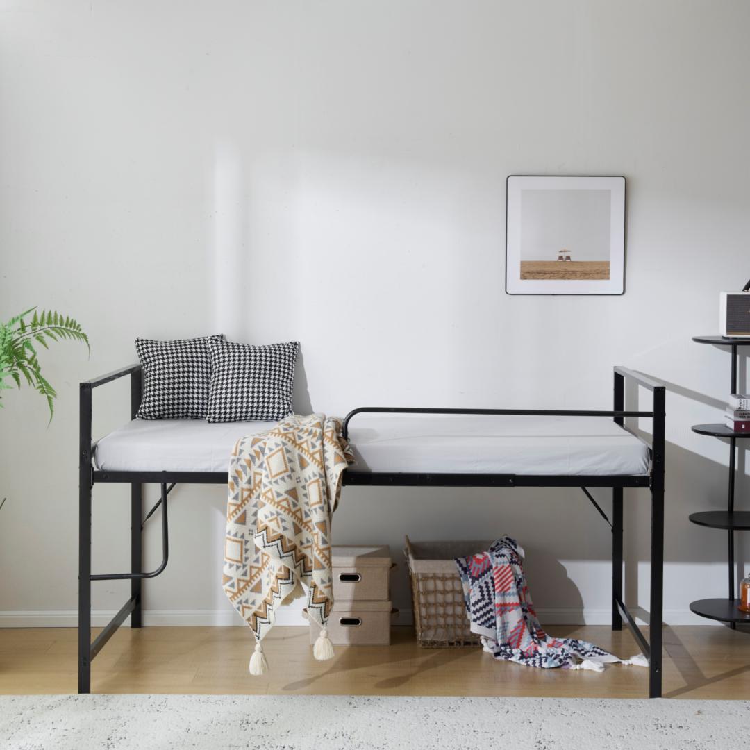 【高さ110cm】ロフトベッド シングル パイプベッド ロータイプ 収納付き