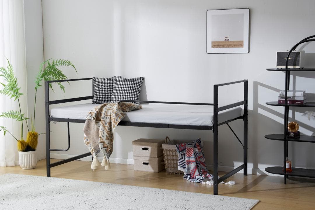 【高さ110cm】ロフトベッド シングル パイプベッド ロータイプ 収納付き