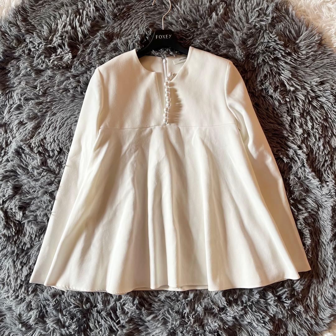 美品✨ ヨーコチャン パールAライントップス ロングスリーブ 近年 40 白