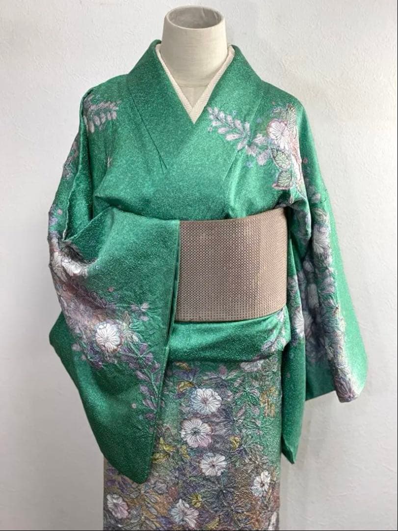 袷　訪問着　辻ヶ花/叩染　正絹　身丈163