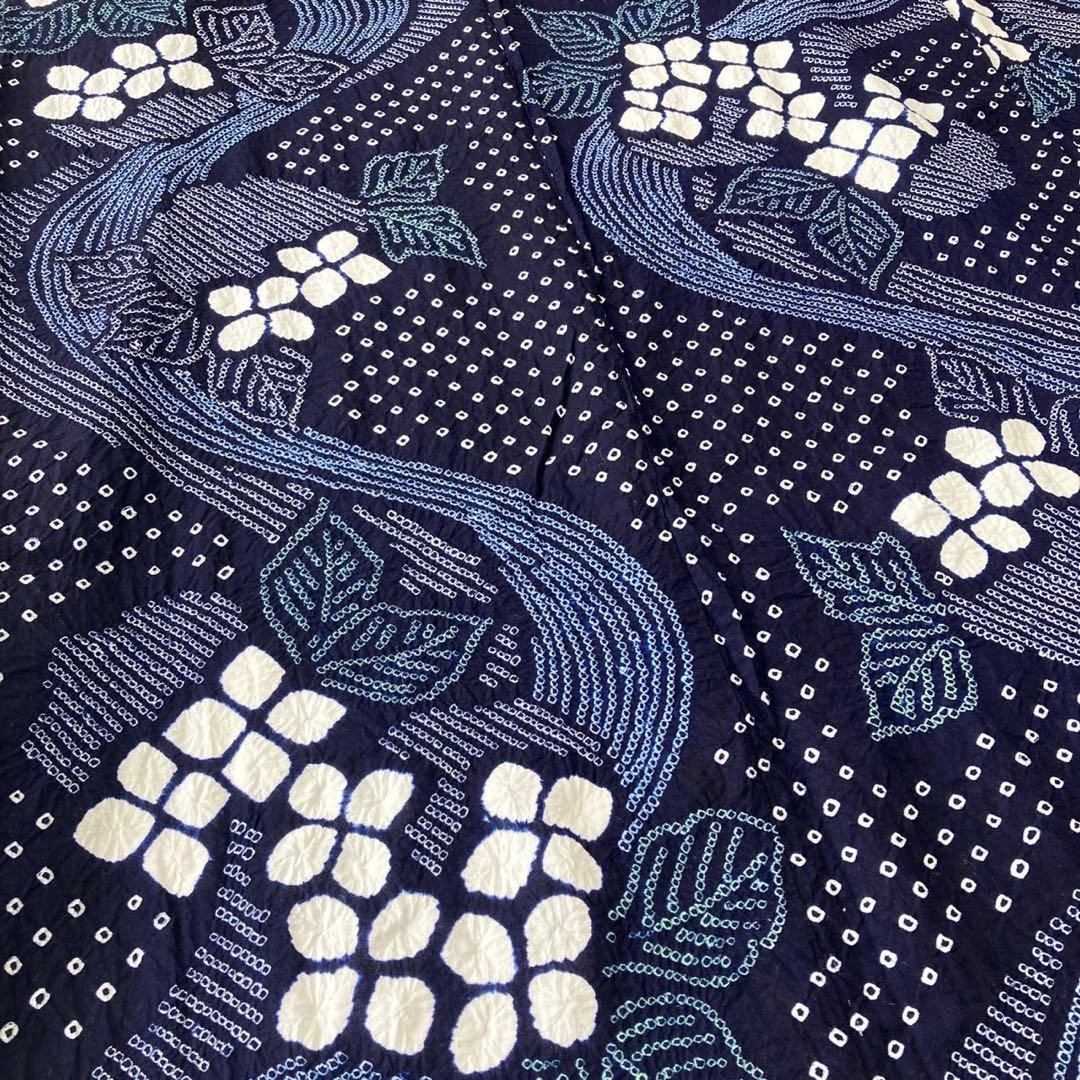 ™️82/34 身丈151 紫陽花　有松絞り　絞り染め　絞り浴衣　総絞り　浴衣