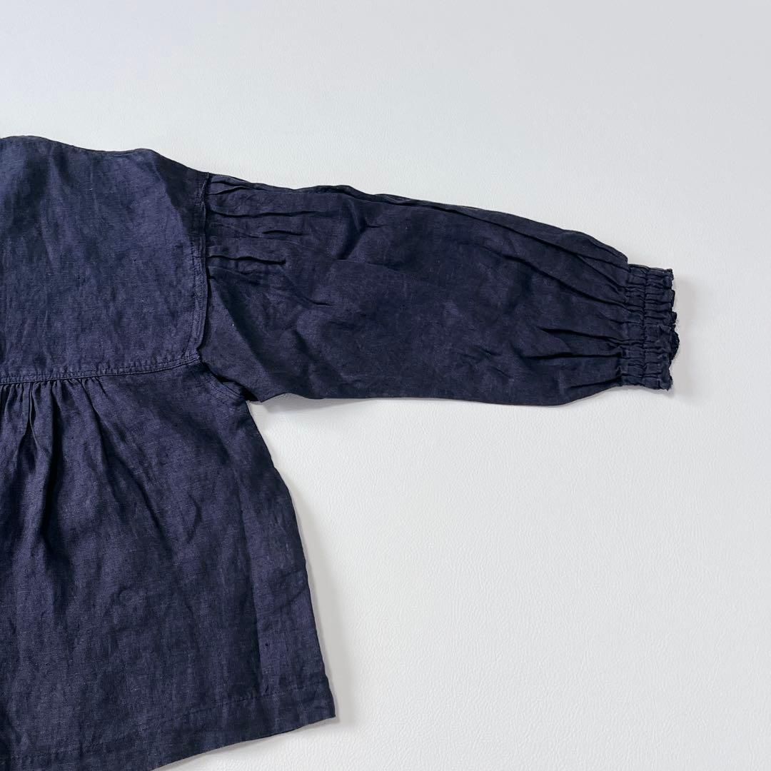 美品✨nest Robe リネン100%ゆったり　長袖シャツ　ブラウス　濃紺