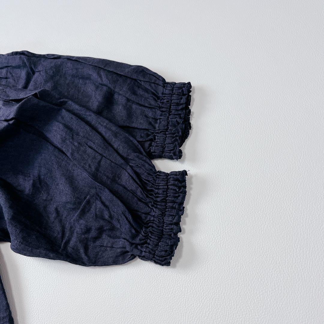 美品✨nest Robe リネン100%ゆったり　長袖シャツ　ブラウス　濃紺