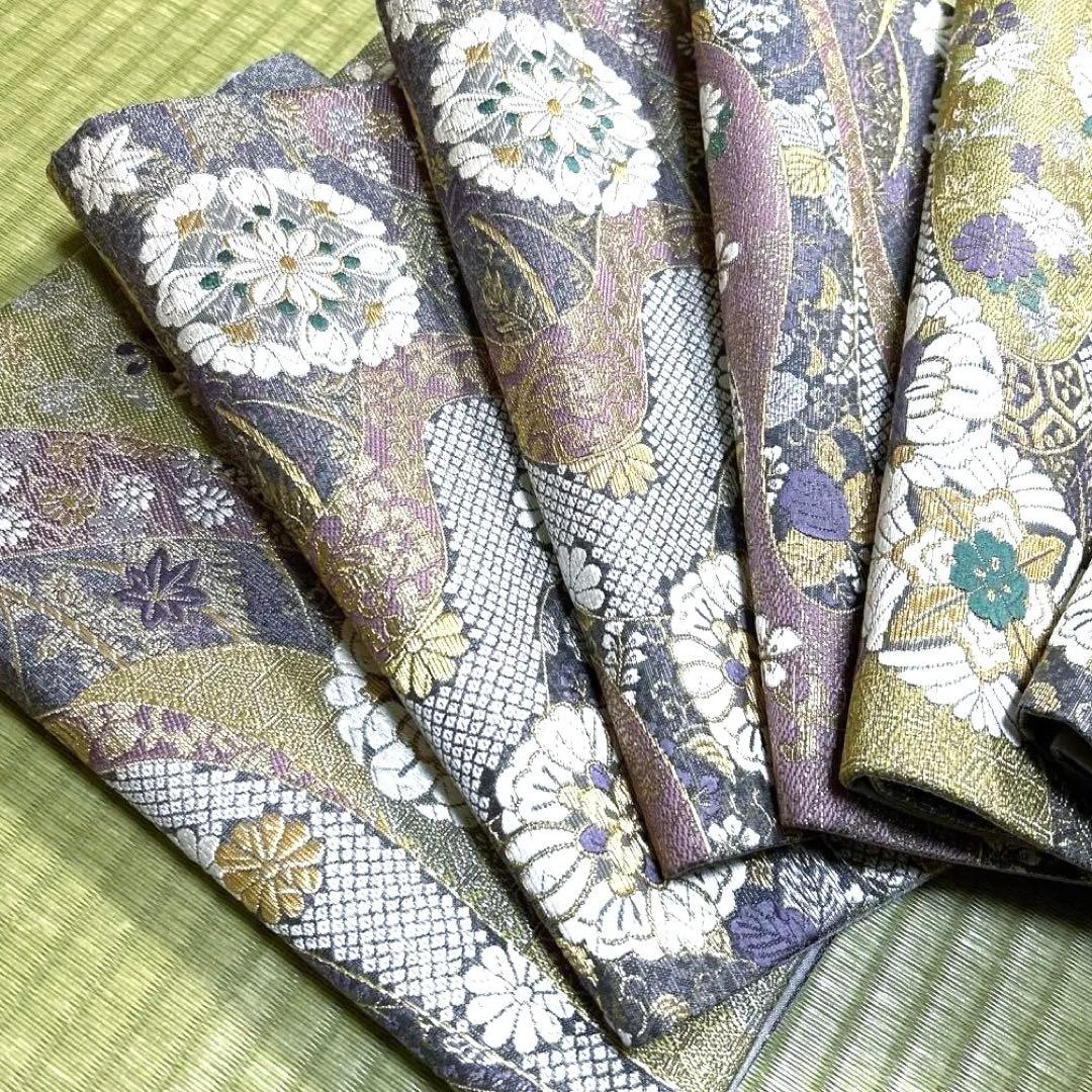 正絹　袋帯　【花紋　吉祥模様】