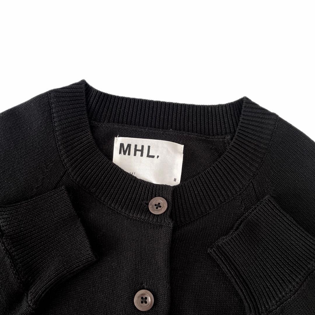 美品 MHL. マーガレットハウエル ギマコットン クルーネックカーディガン