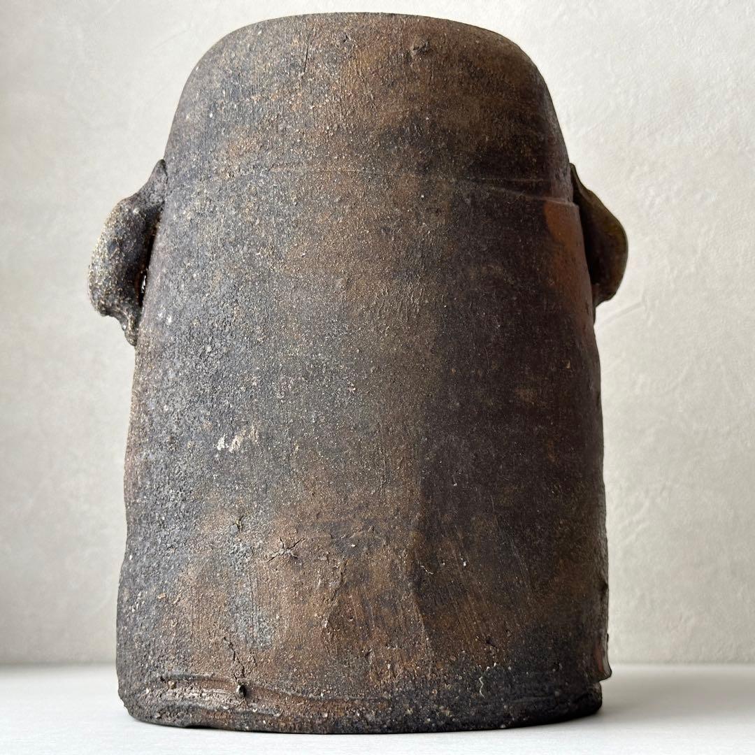 和仁栄幸(正興) 備前 花器 窯変耳付花入 共箱