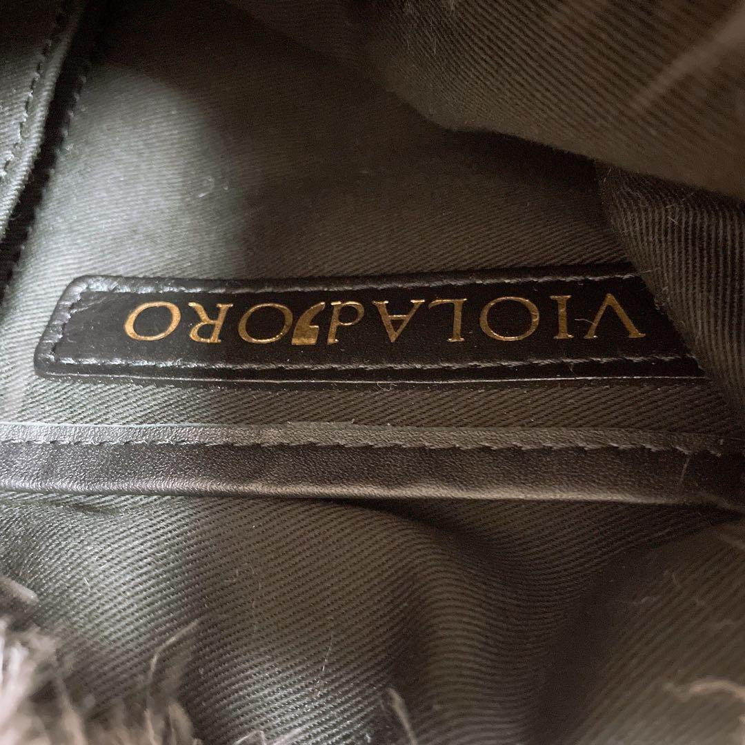 VIOLAd’ORO ヴィオラドーロ　レザー × ファー メッシュ ハンドバッグ