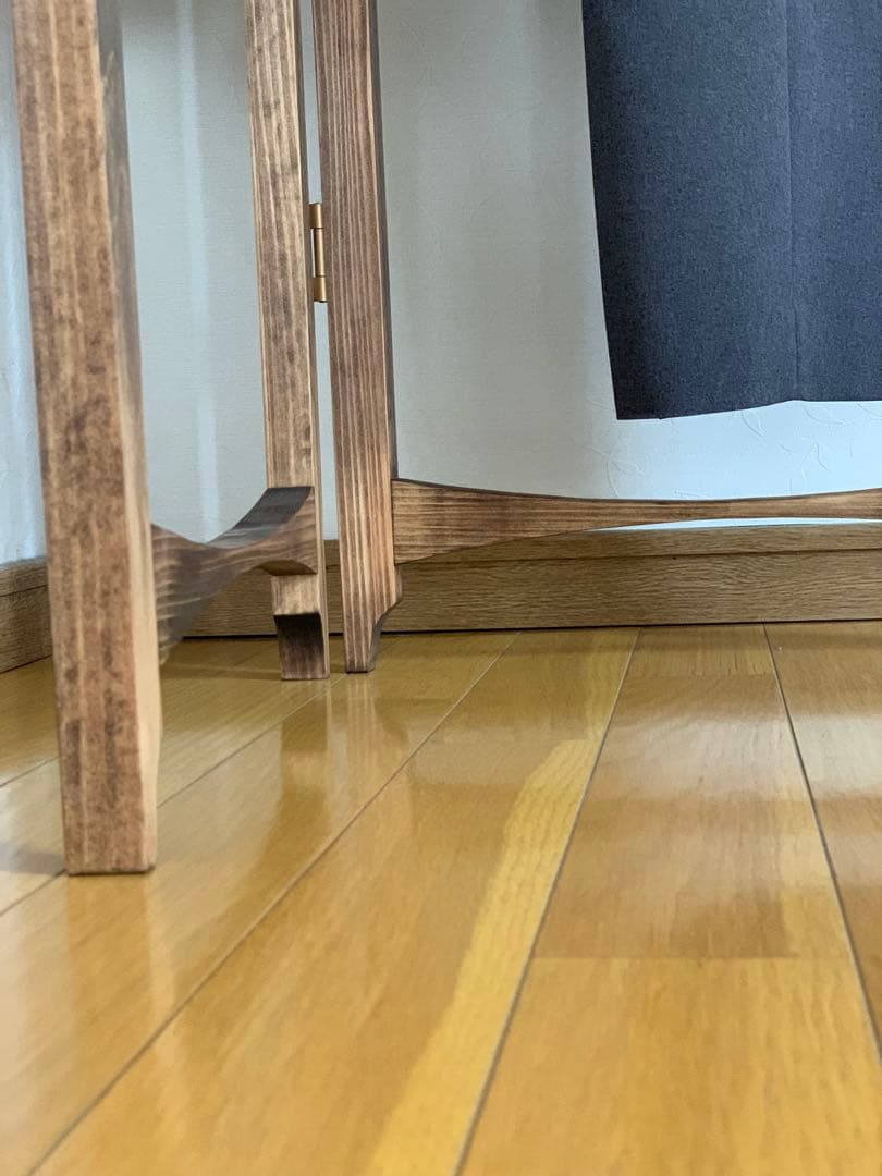 【無垢ひのき材】木とアイアンのスタイルハンガーラック　ミッドセンチュリー風