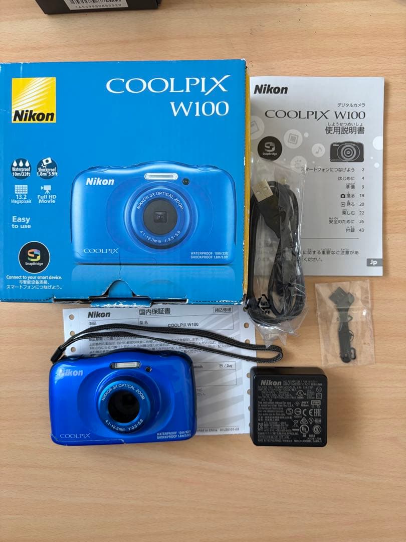 は*ふ様 【美品】Nikon COOLPIX W100 ブルー　防水デジカメ