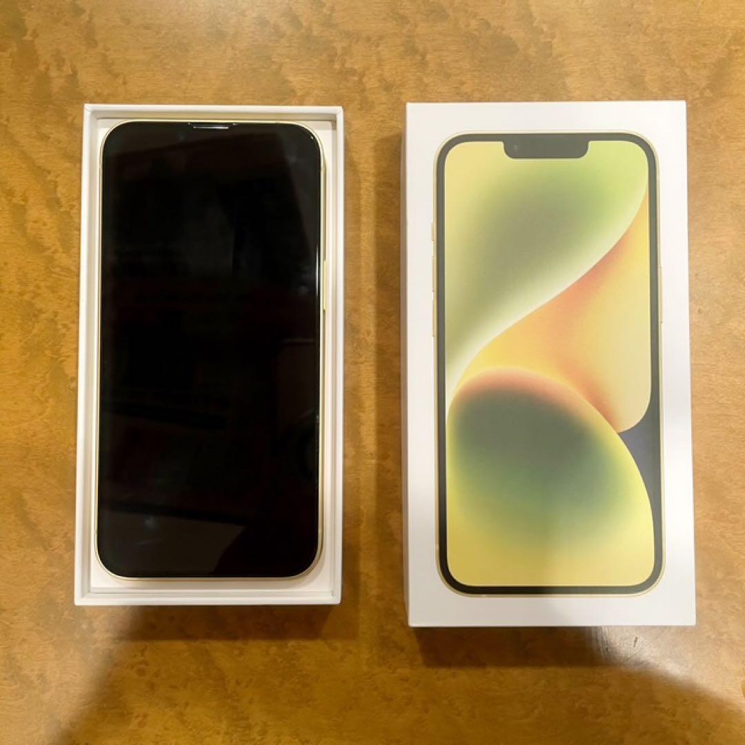 iPhone14 本体 ・512GB・美品・イエロー・箱とピン付き・アイフォン