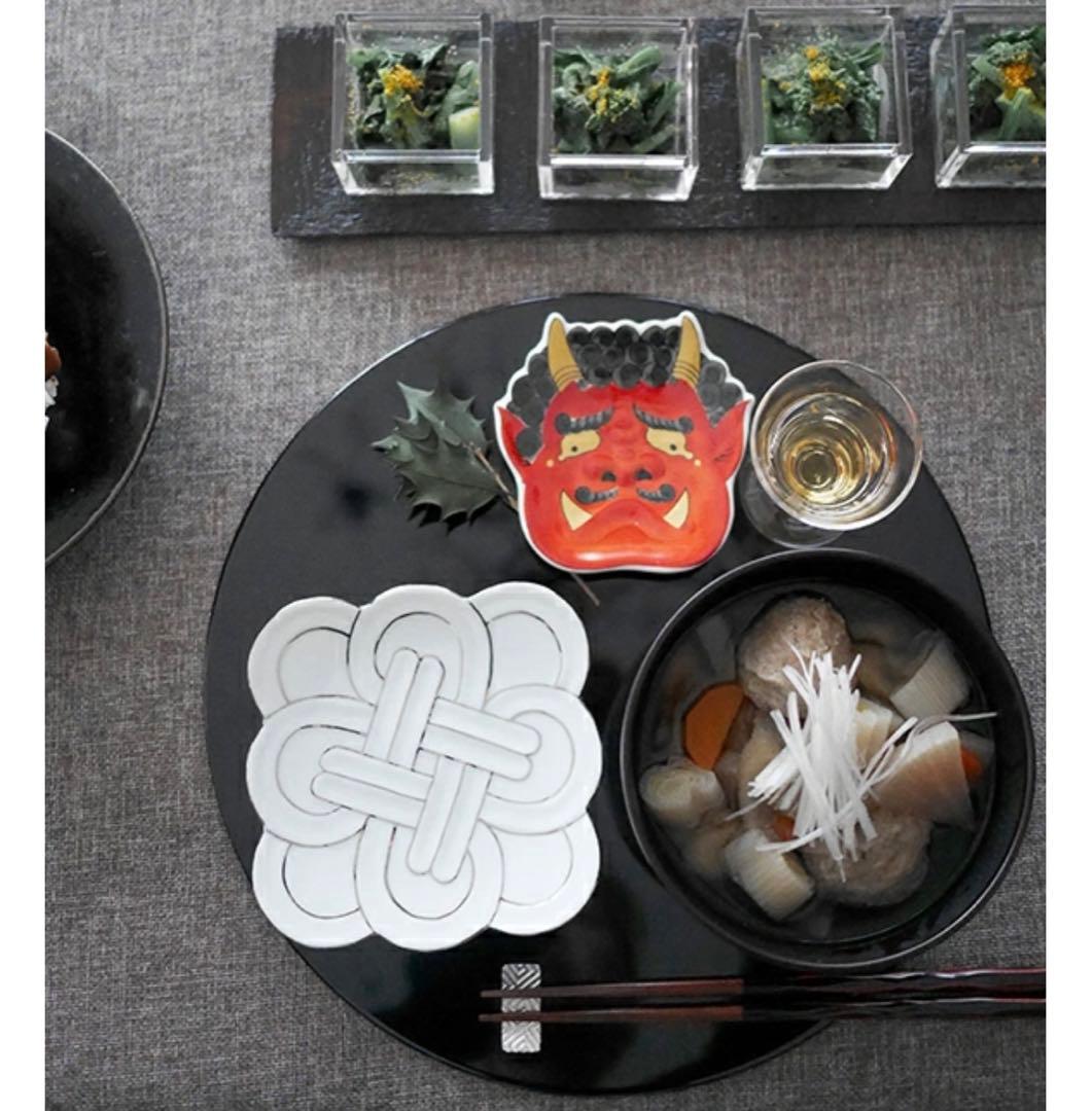 新品未使用　有田焼　渕プラチナ小皿　線吉祥むすび 6枚セット