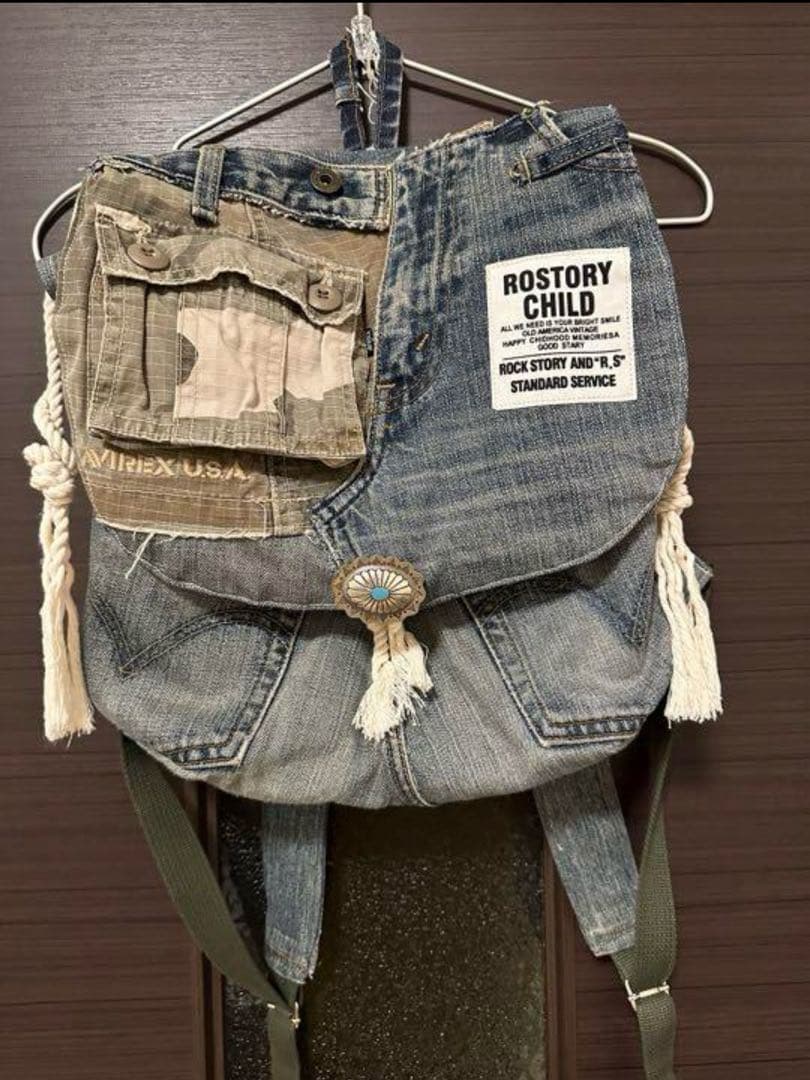 デニムリメイクダメージデニム✖️camoflagebackpack