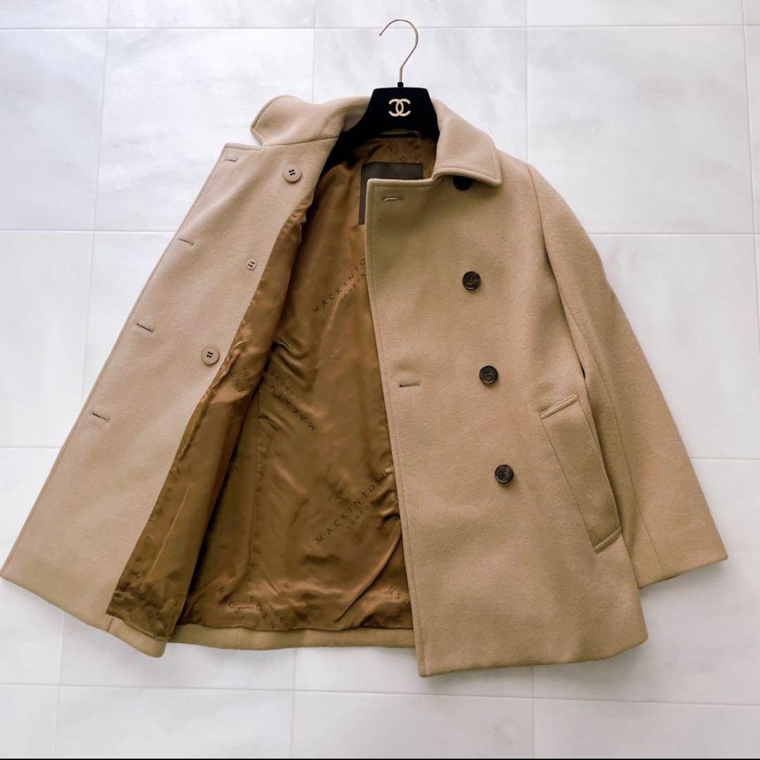極美品✨近年 マッキントッシュ ウールカシミヤ ピーコート ロゴボタン キャメル