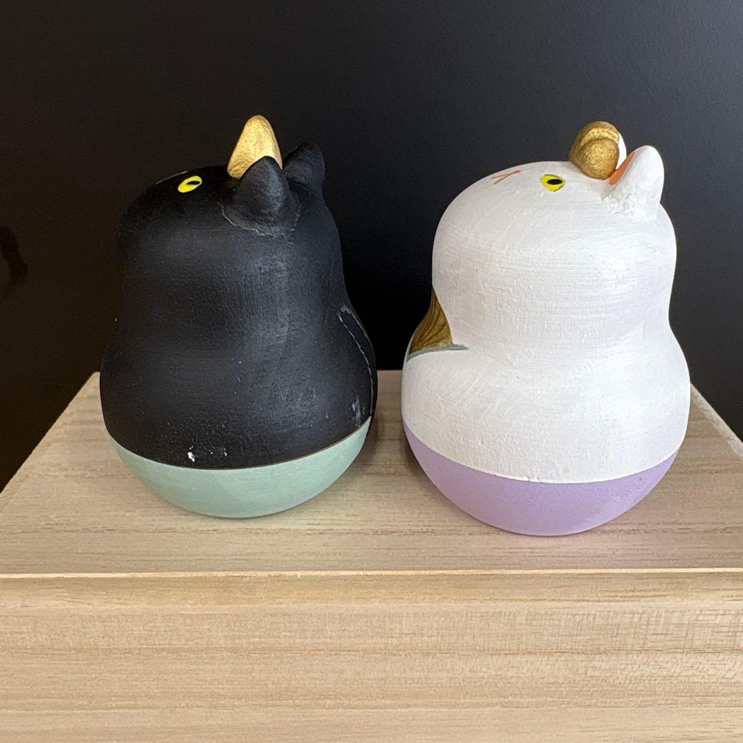 ねこマトリョーシカ　木製　白黒