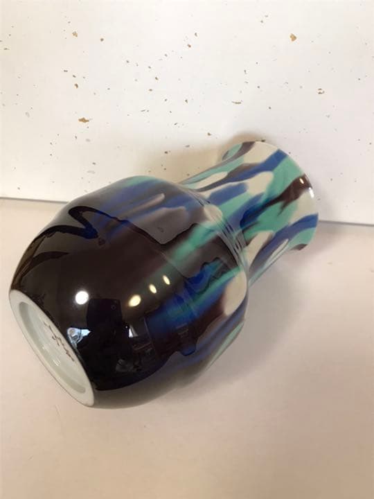 人間国宝 三代 徳田 八十吉 (正彦) 彩釉 花器 共箱 栞　本物保証　T46