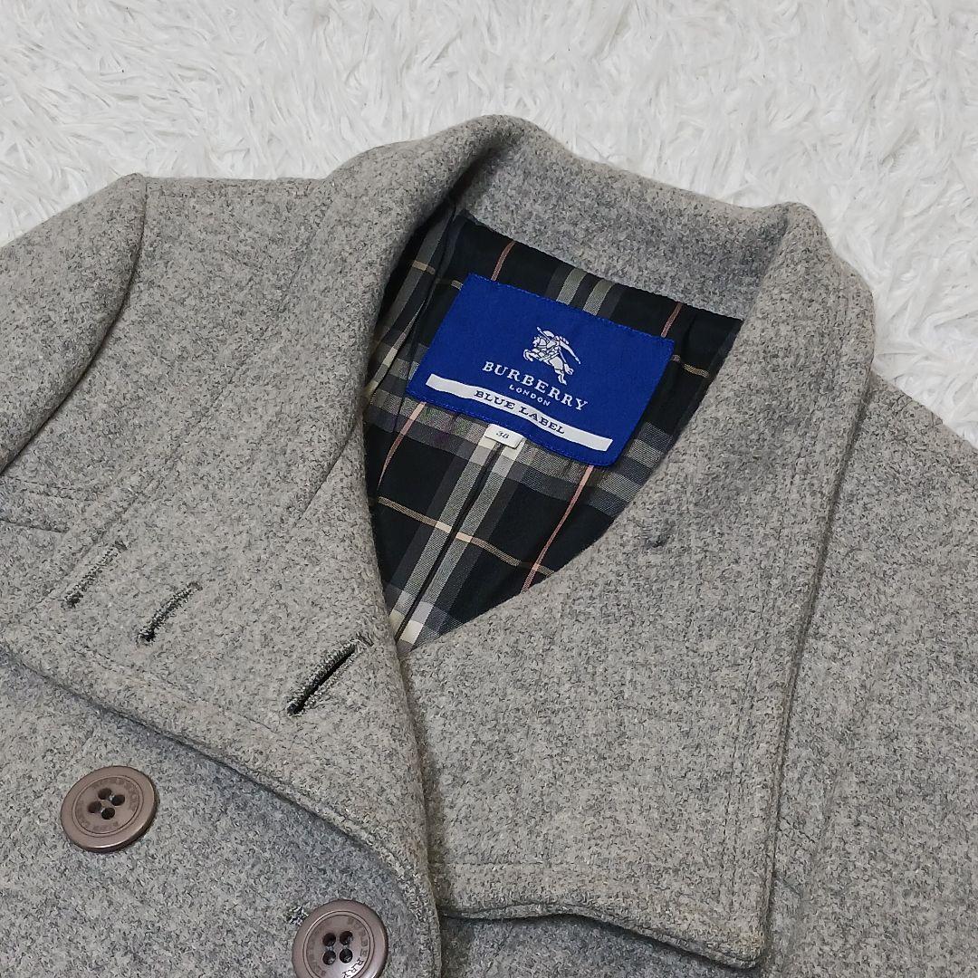 ✨美品✨バーバリーブルーレーベル　アンゴラ混 コート　ノバチェック　ダブル