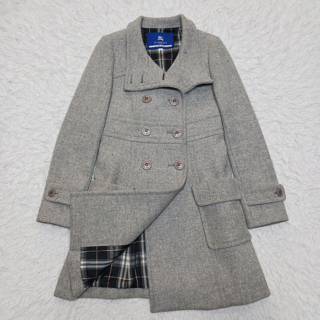 ✨美品✨バーバリーブルーレーベル　アンゴラ混 コート　ノバチェック　ダブル
