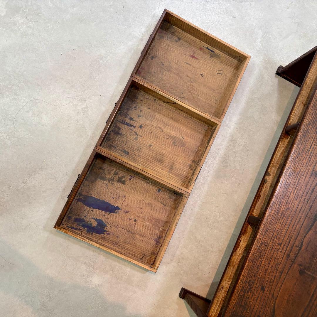 古家具　アンティーク机　ローテーブル　小引き出し３杯　和モダン　飾り台