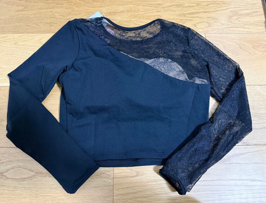 黒　チャコット　新品　レースコンビ　トップス　L バレエ　ヨガ