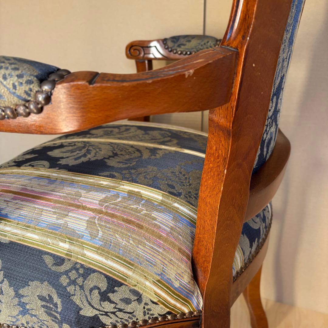 イタリア製 猫脚 アンティーク アームチェア クラシック 鋲打ち 1脚