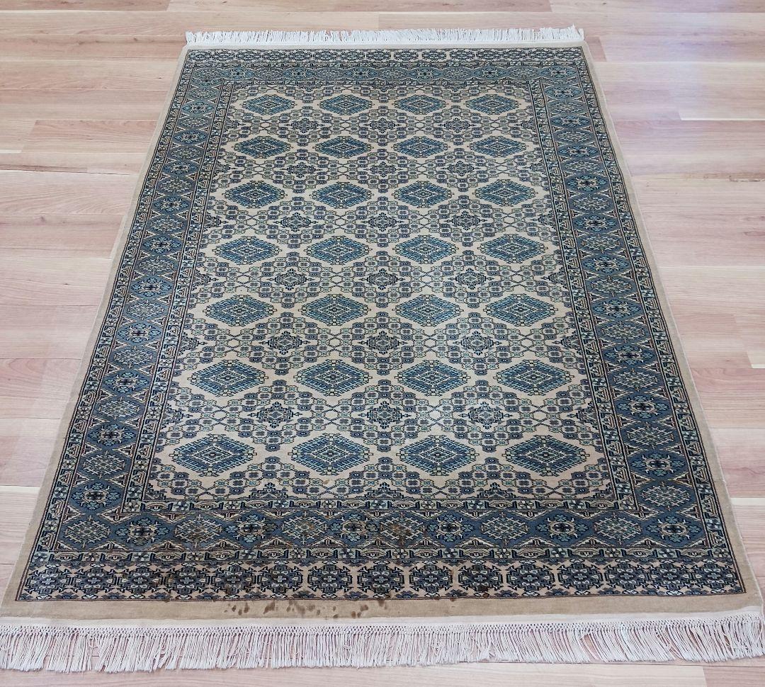 Y3359 パキスタン絨毯 ウール 手織り 大判179×125㎝