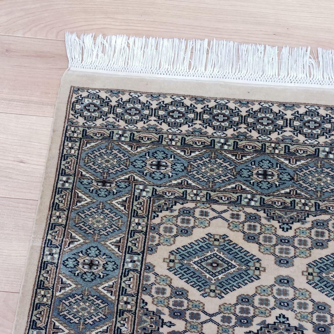 Y3359 パキスタン絨毯 ウール 手織り 大判179×125㎝