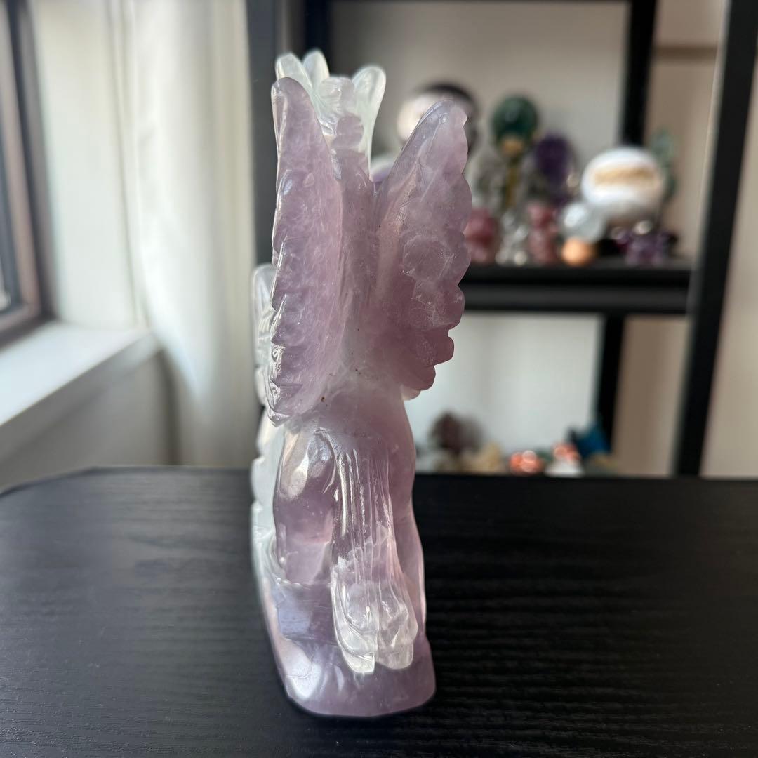 天然石フローライトのユニコーン　置物　彫物NO.120512