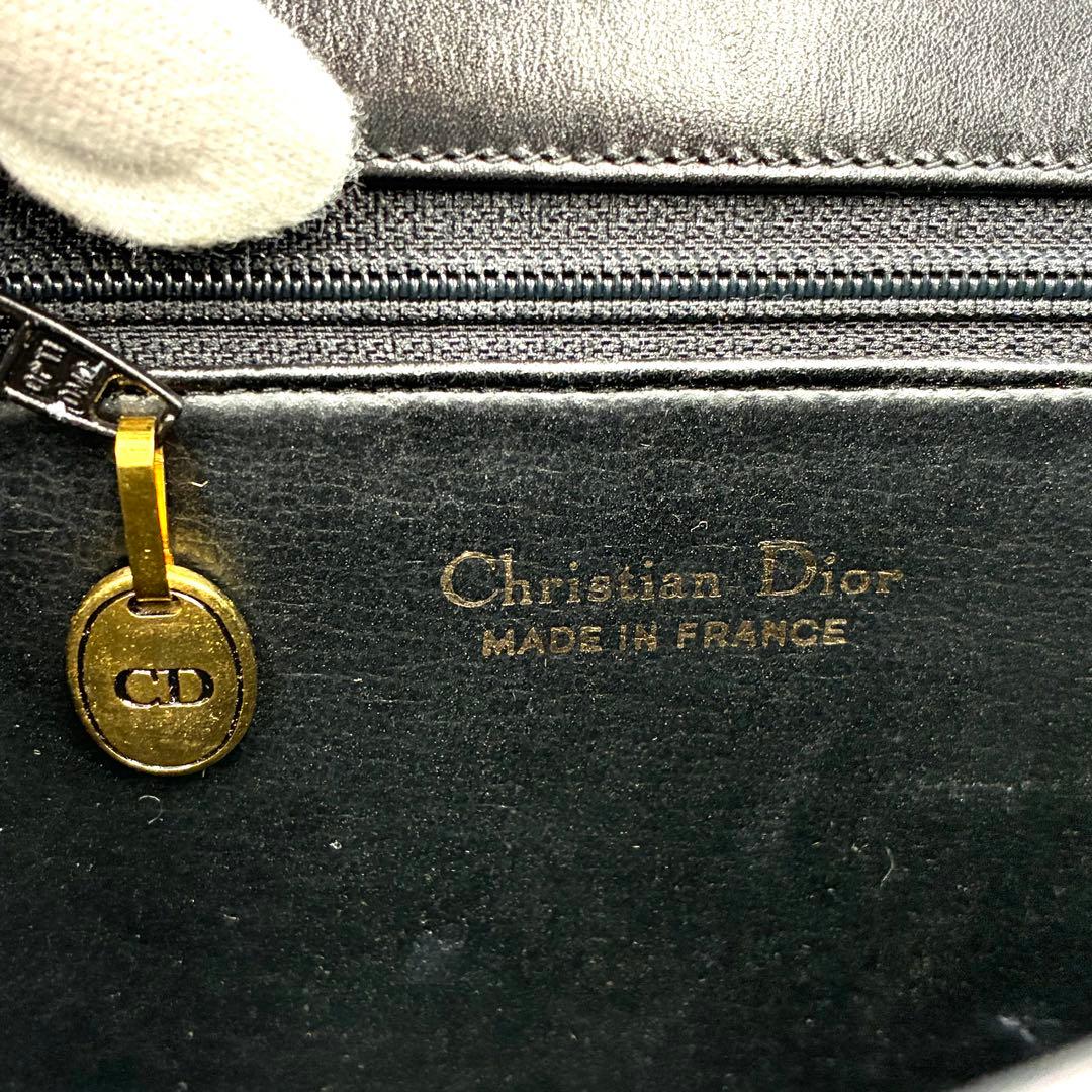 美品 クリスチャンディオール ショルダーバッグ CDロゴ オールレザー ブラック