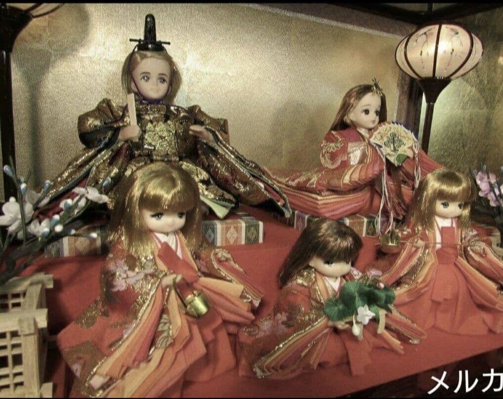 リカちゃん★親王 三人官女☆五人飾ケース お雛様 雛人形☆カスタム
