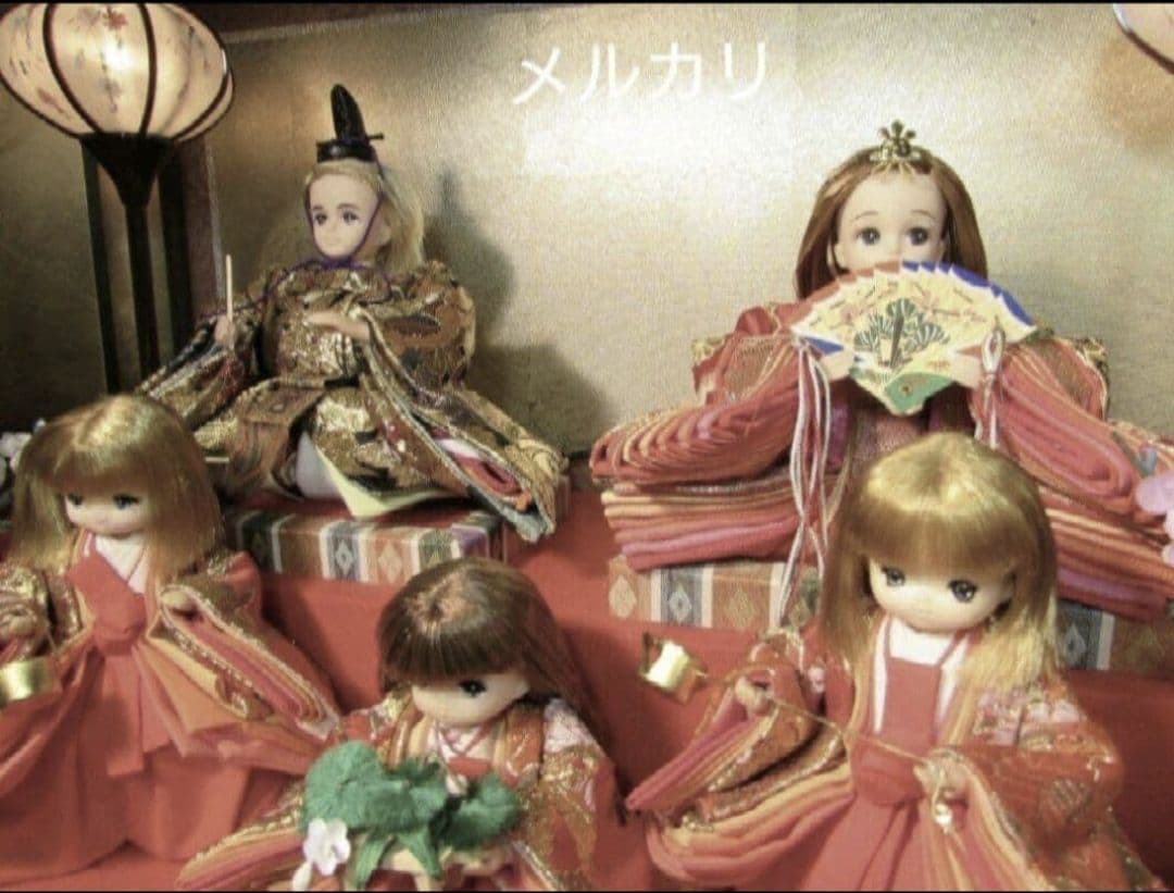 リカちゃん★親王 三人官女☆五人飾ケース お雛様 雛人形☆カスタム